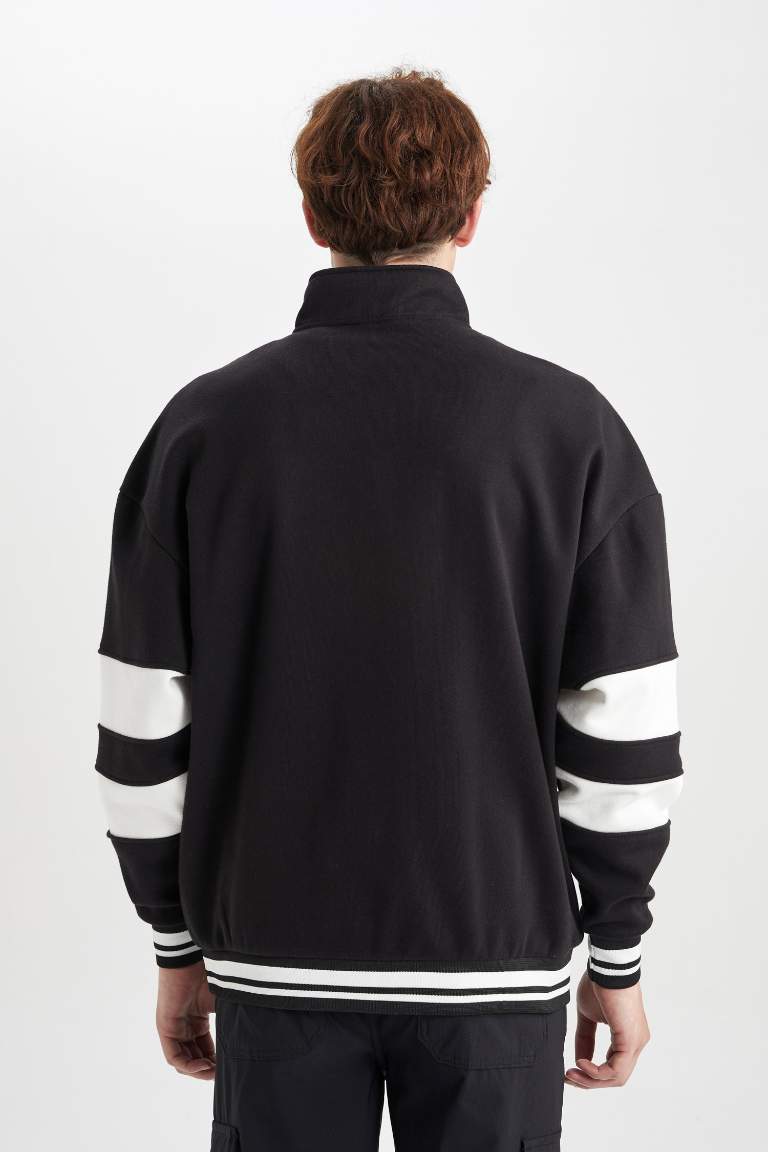 Black MAN Oversize Fit Long Sleeve Sweatshirt 2911151 | DeFacto