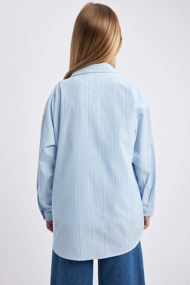 Chemise Popeline coupe régulière à Manches Longues Pour Fille