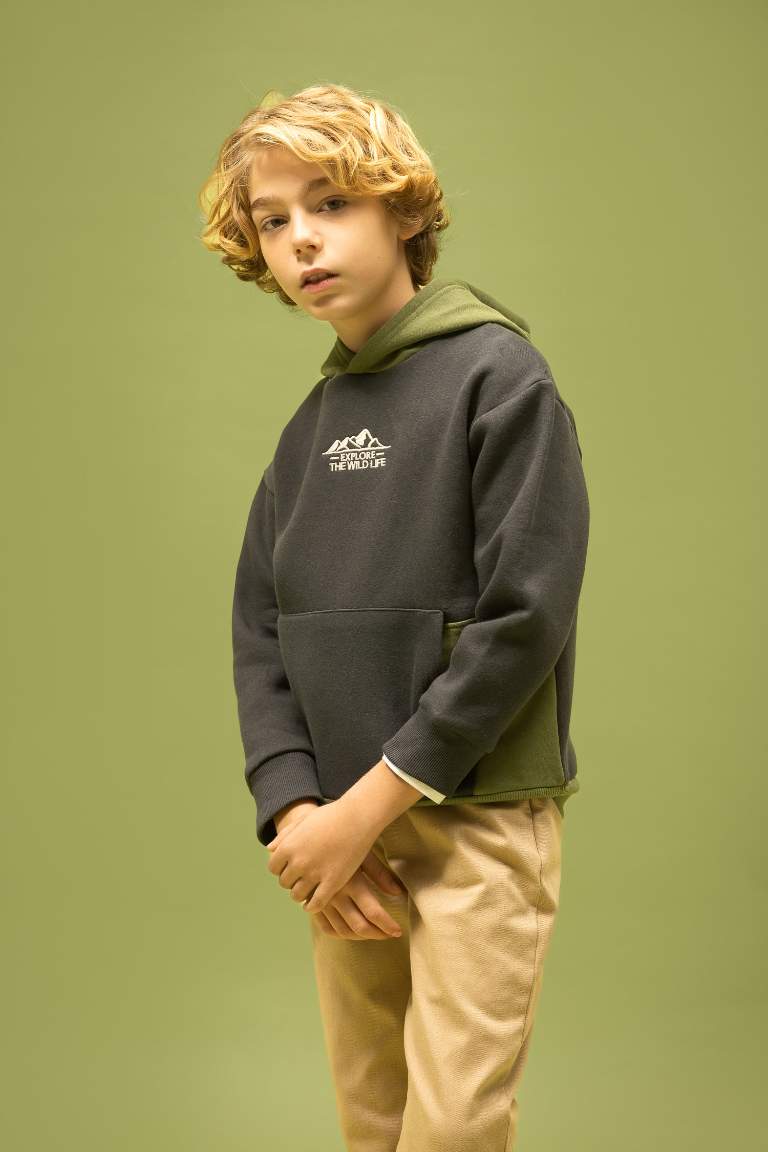 Erkek Çocuk Oversize Fit Kapüşonlu Kalın Sweatshirt