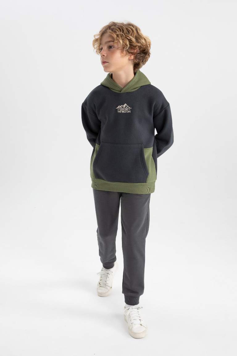 Erkek Çocuk Oversize Fit Kapüşonlu Kalın Sweatshirt