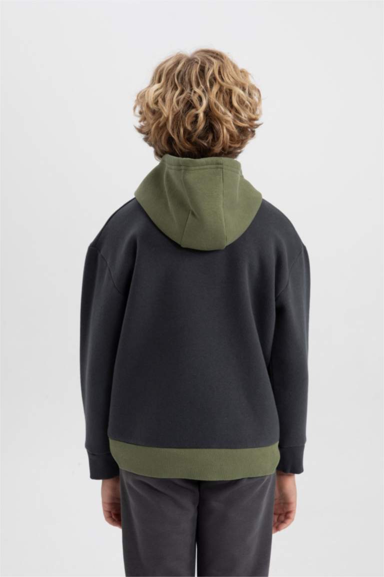 Erkek Çocuk Oversize Fit Kapüşonlu Kalın Sweatshirt