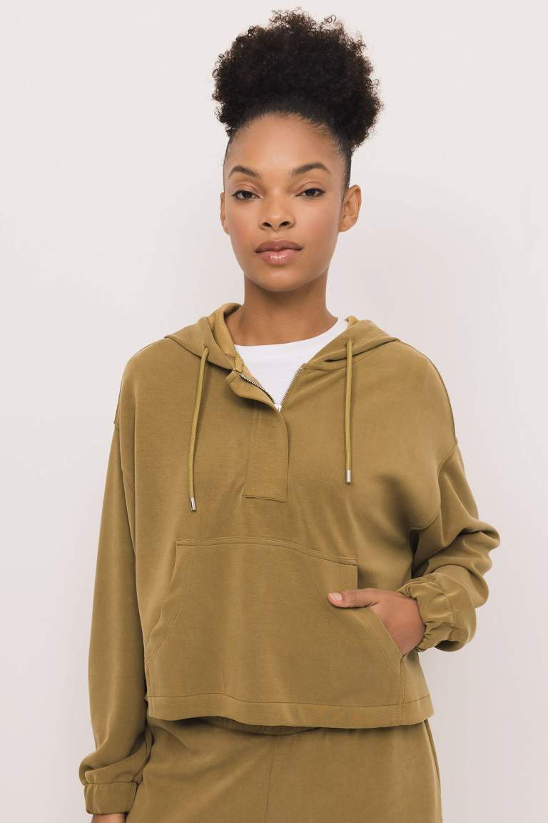 DeFactoFit Oversize Premium Hooded Sports Sweatshirt