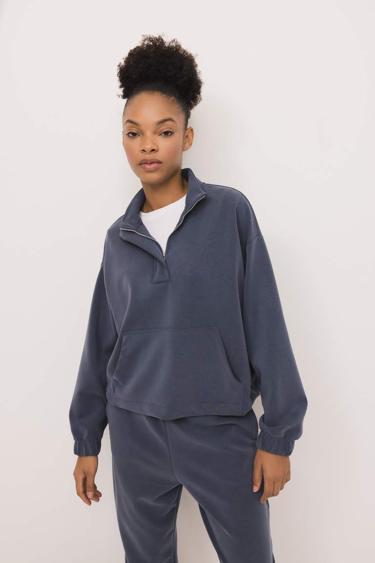 DeFactoFit Oversize Fit Modal Sports Sweatshirt