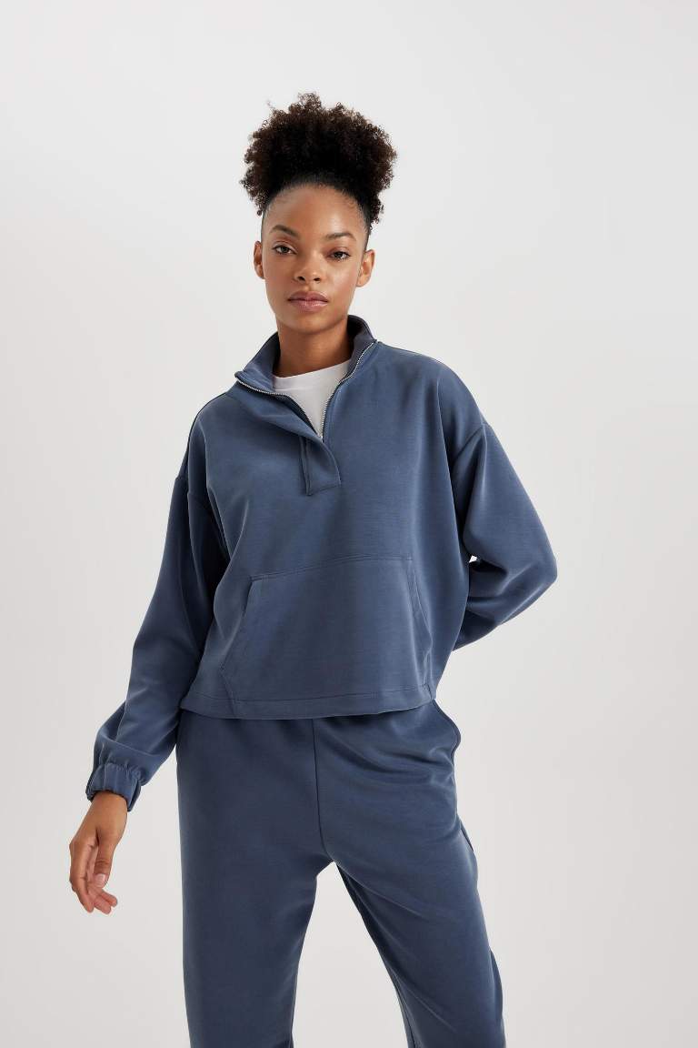 DeFactoFit Oversize Fit Modal Sports Sweatshirt