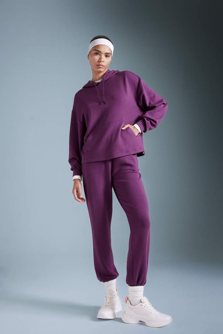 DeFactoFit Sporcu Jogger Eşofman Altı Standart Fit Modal Çift Cepli Basic Düz