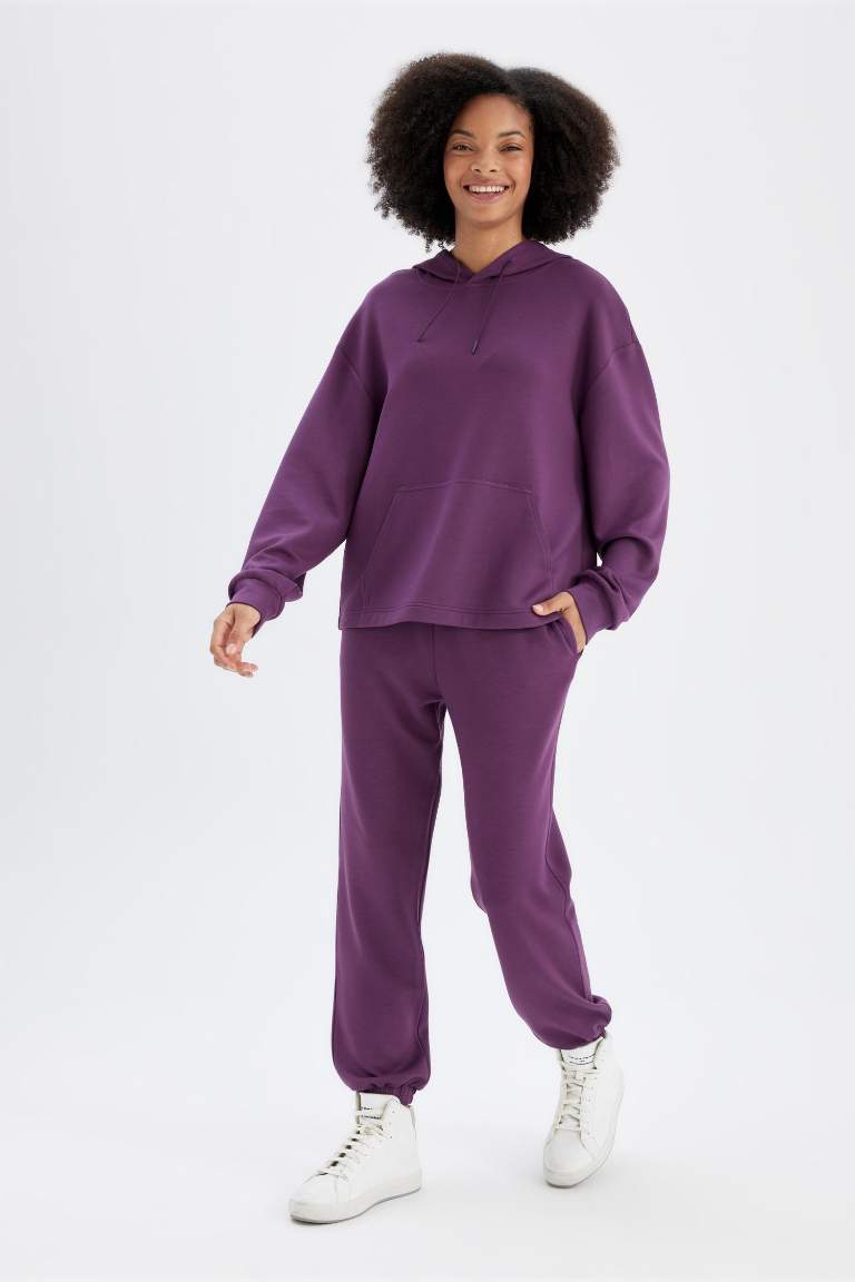 DeFactoFit Sporcu Jogger Eşofman Altı Standart Fit Modal Çift Cepli Basic Düz