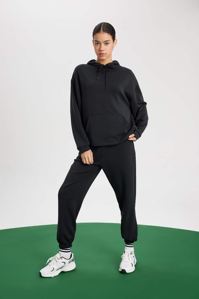 DeFactoFit Sporcu Jogger Eşofman Altı Standart Fit Modal Çift Cepli Basic Düz