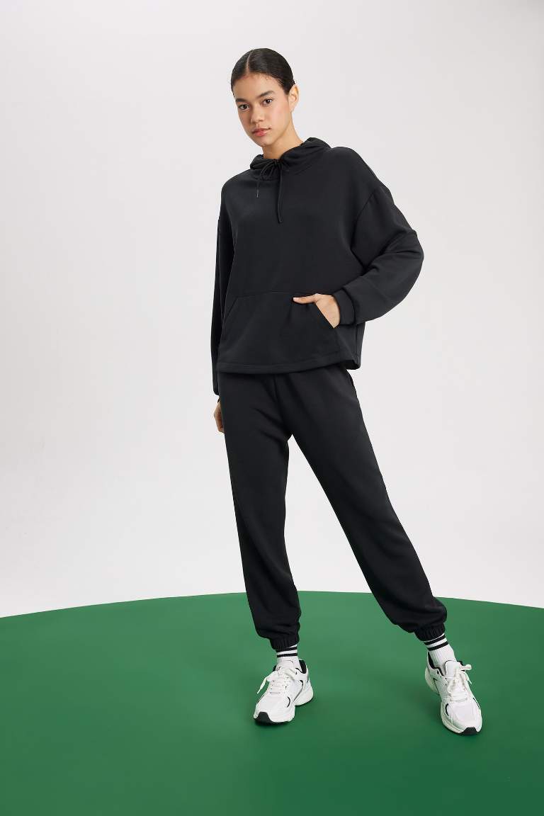 DeFactoFit Sporcu Jogger Eşofman Altı Standart Fit Modal Çift Cepli Basic Düz