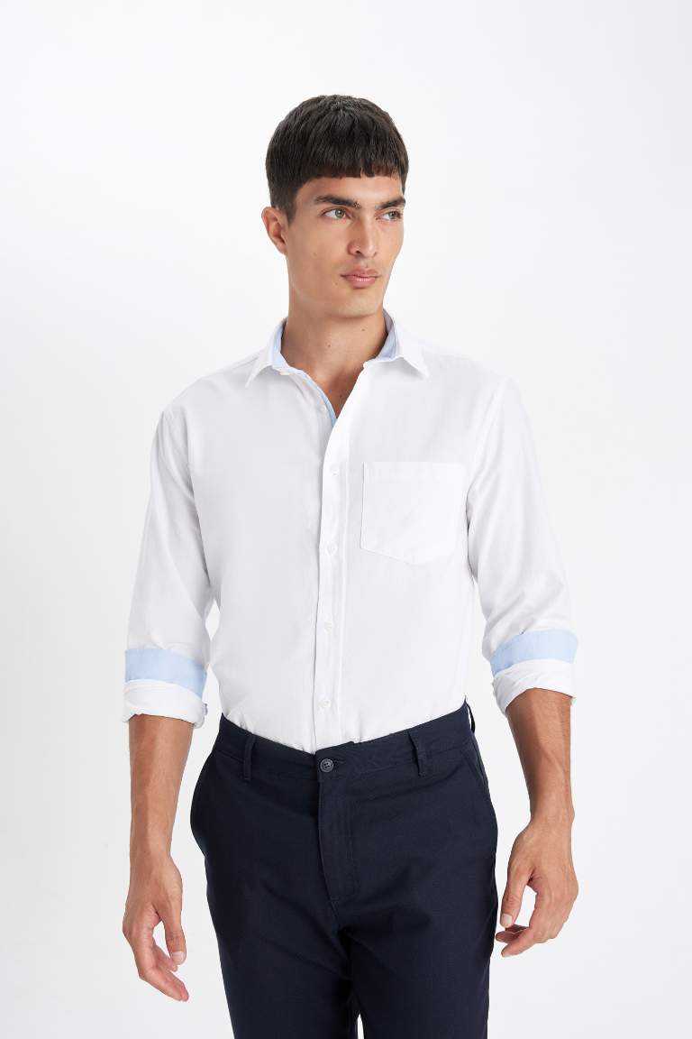 Regular Fit Oxford Basi Long Sleeve White Shirt