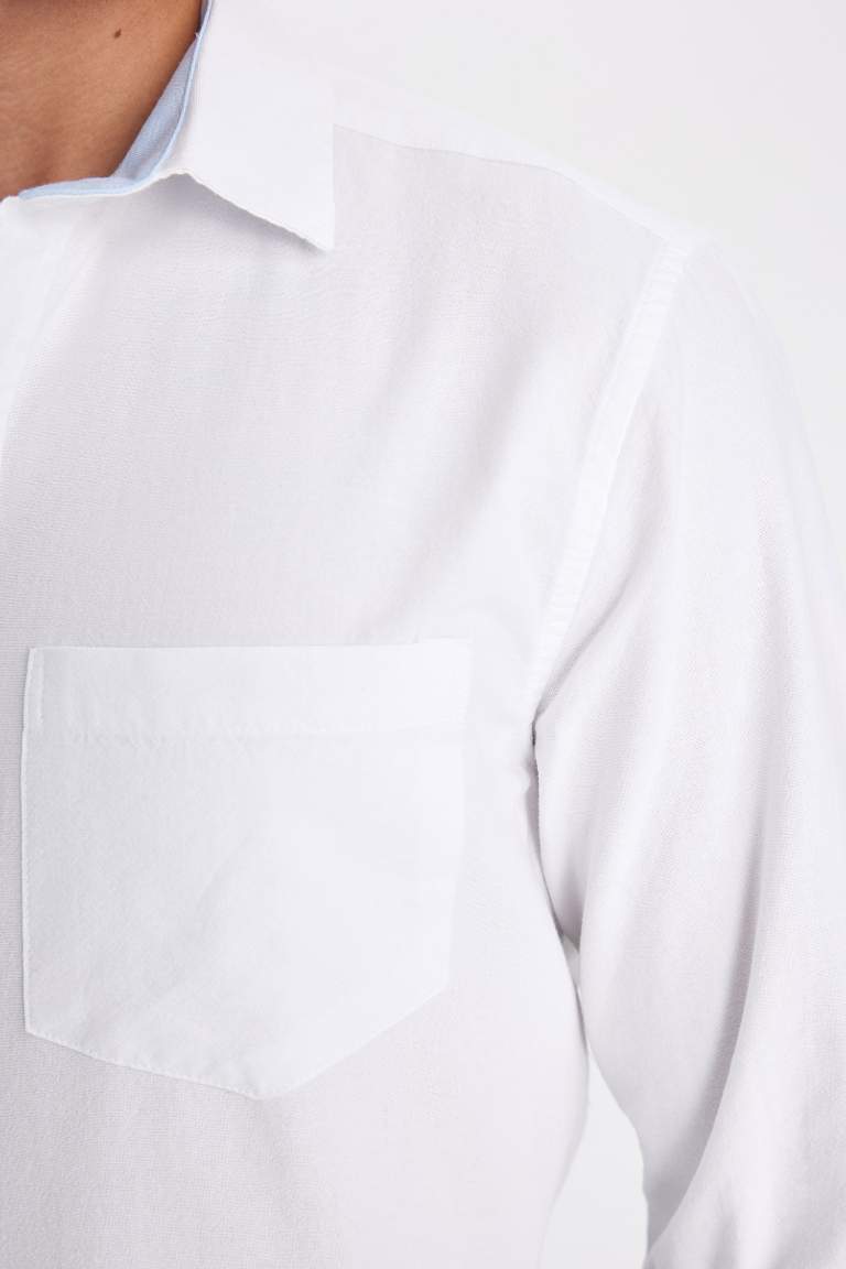 Regular Fit Oxford Basi Long Sleeve White Shirt