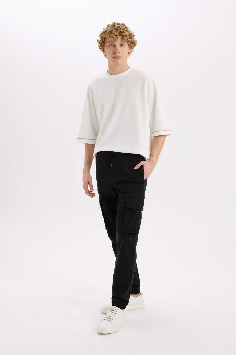 Pantalon cargo en gabardine avec poches Coupe régulière