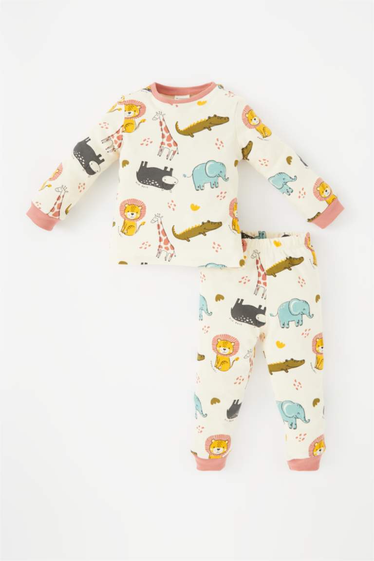 Baby Boy Safari Printed Long Sleeve Pajama Set