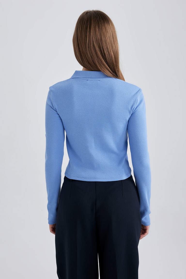 Blue WOMAN Slim Fit Camisole Long Sleeve T-Shirt 2903241 | DeFacto