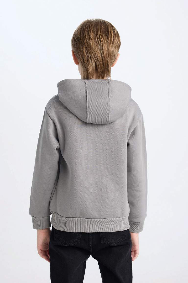 Boy Hooded Printed Sweatshirt