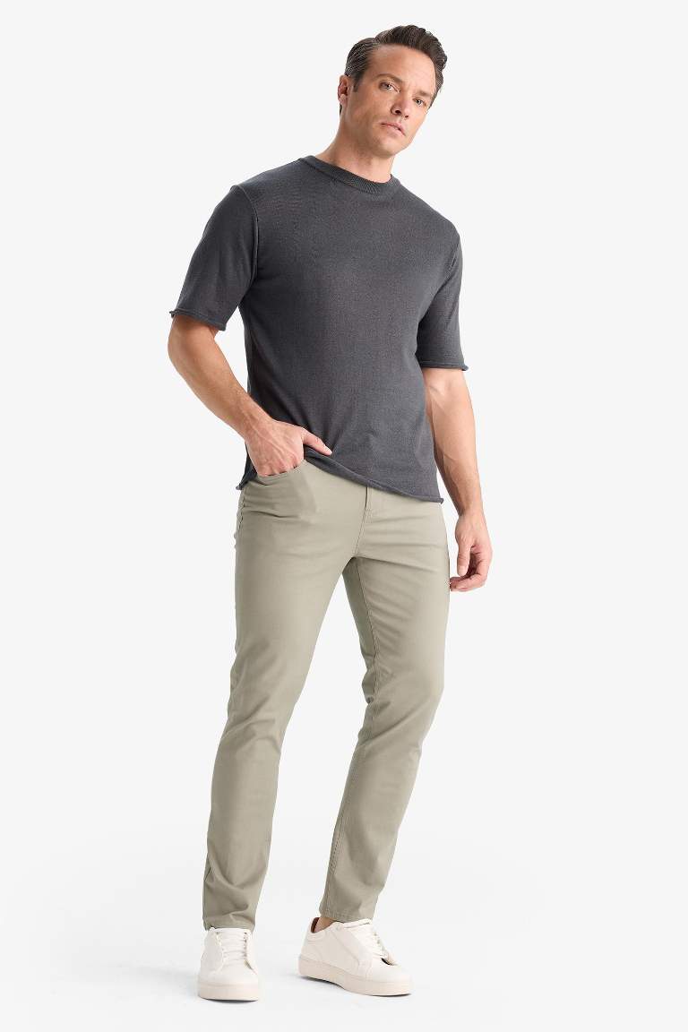 Slim Fit Dar Kesim Dar Paça Cepli Pantolon