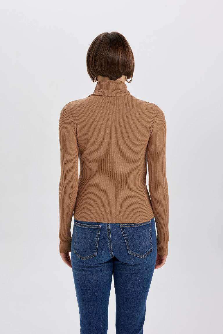 Fitted Turtleneck Knit Pullover