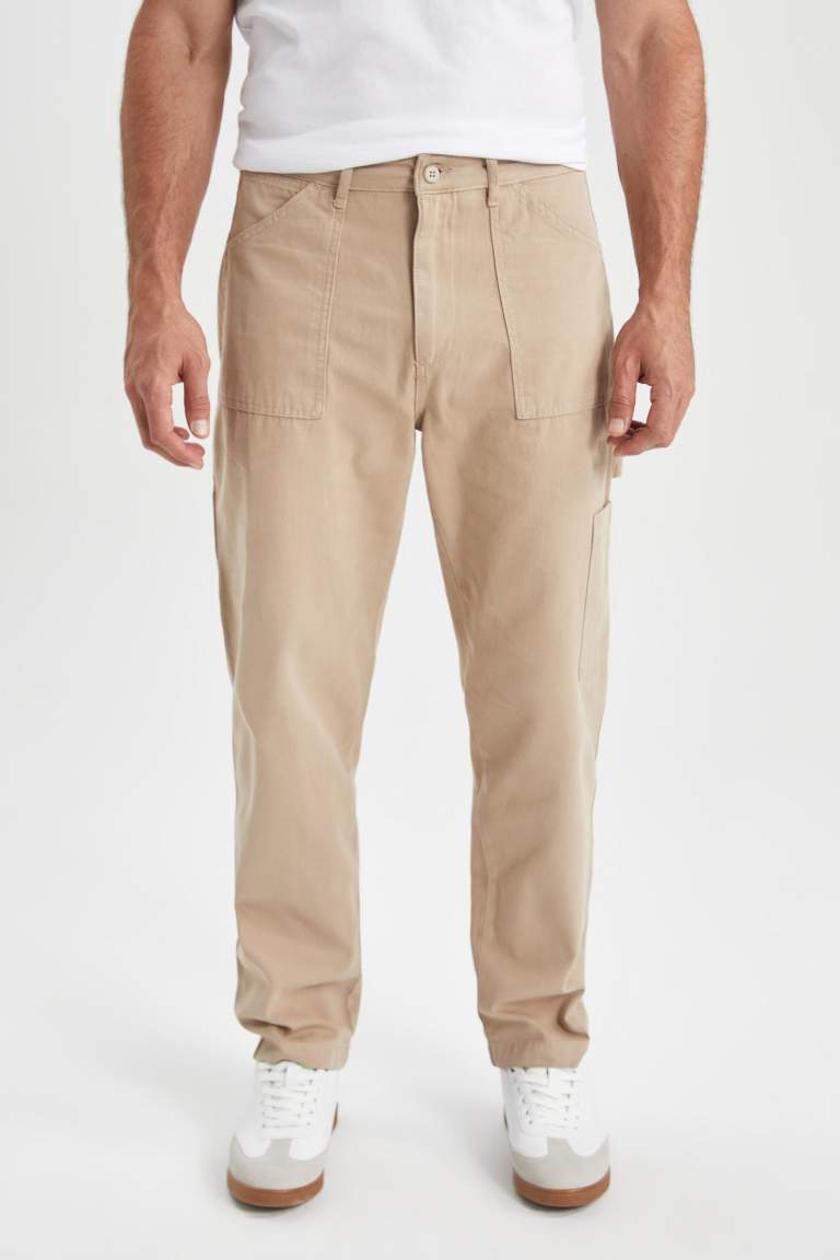 Pantolon Straight Fit Normal Kalıp Normal Bel Boru Paça Basic Düz Cepli