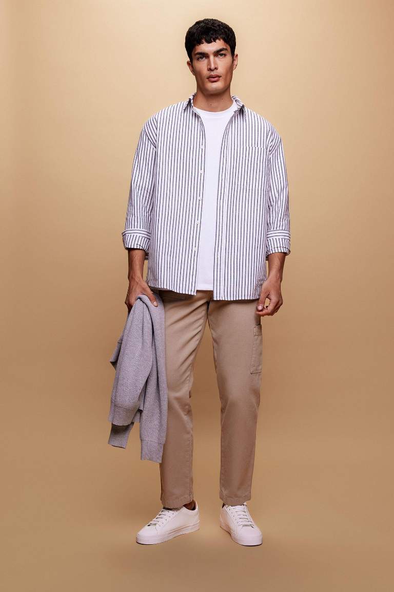 Pantolon Straight Fit Normal Kalıp Normal Bel Boru Paça Basic Düz Cepli
