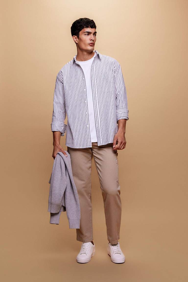 Pantolon Straight Fit Normal Kalıp Normal Bel Boru Paça Basic Düz Cepli