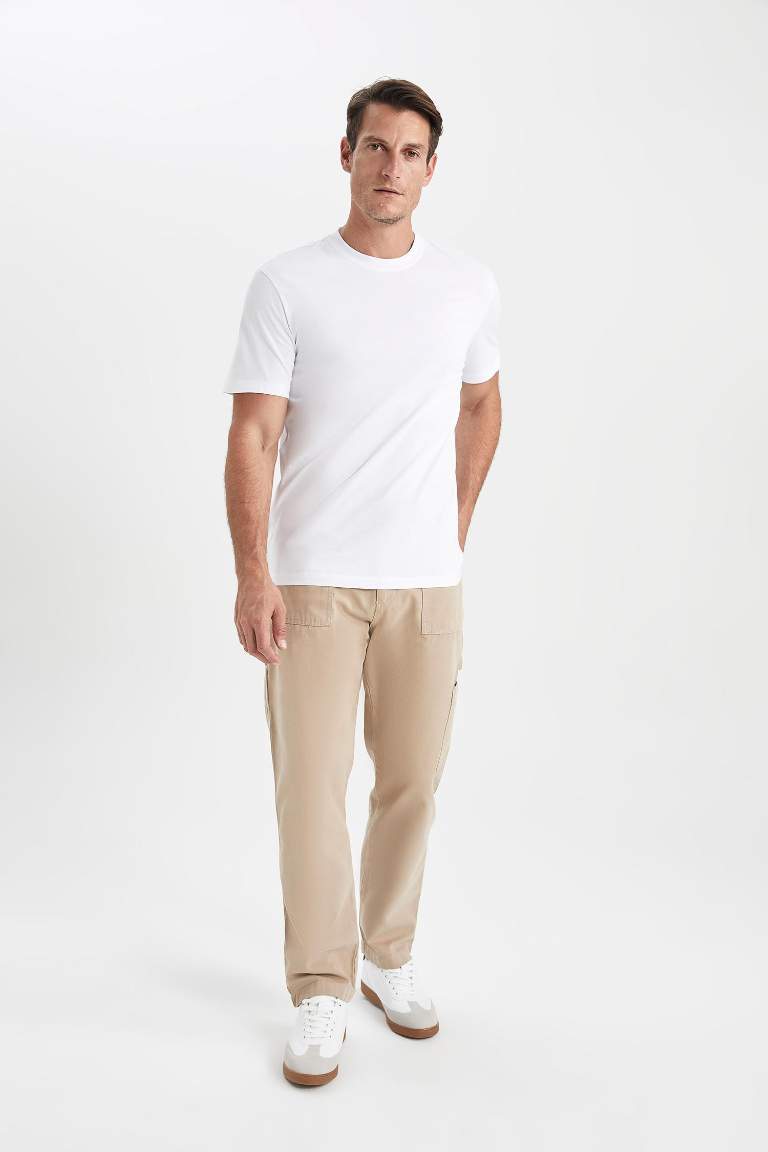 Pantolon Straight Fit Normal Kalıp Normal Bel Boru Paça Basic Düz Cepli
