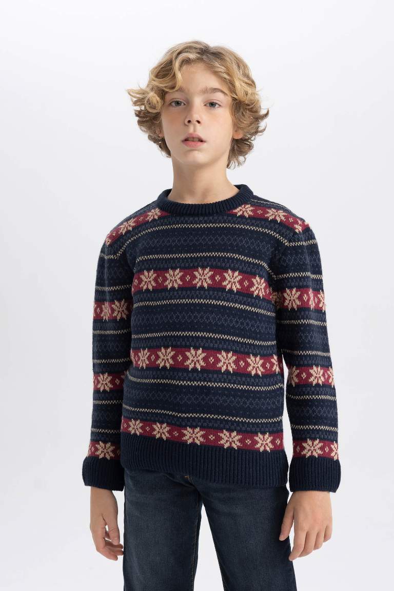 Boy New Year Themed Crew Neck Pullover
