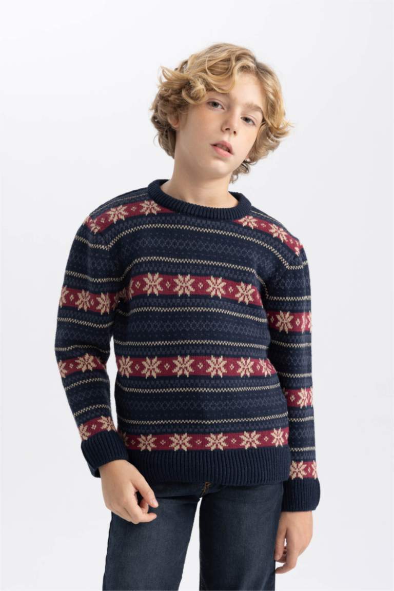 Boy New Year Themed Crew Neck Pullover
