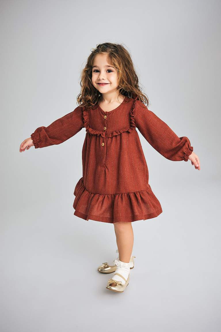 فستان بناتي قصة عادية كم طويل