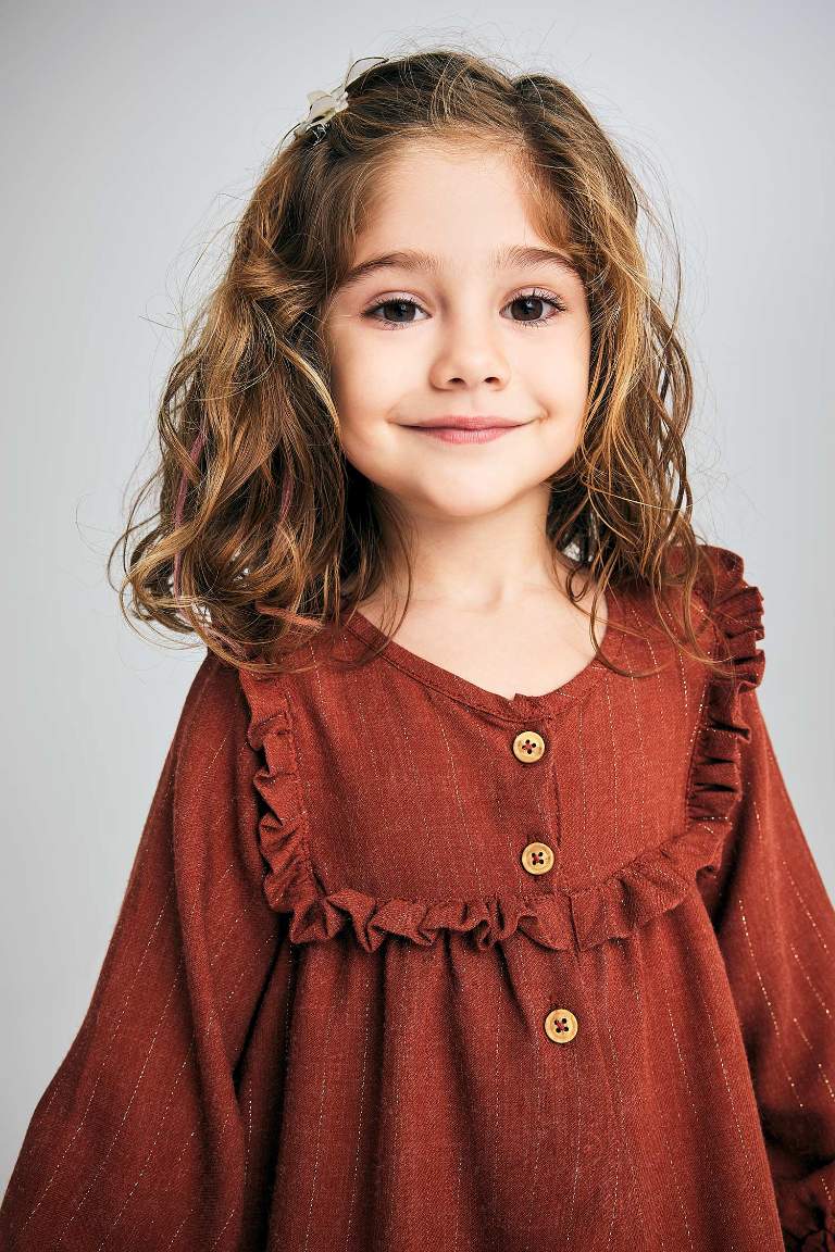 فستان بناتي قصة عادية كم طويل