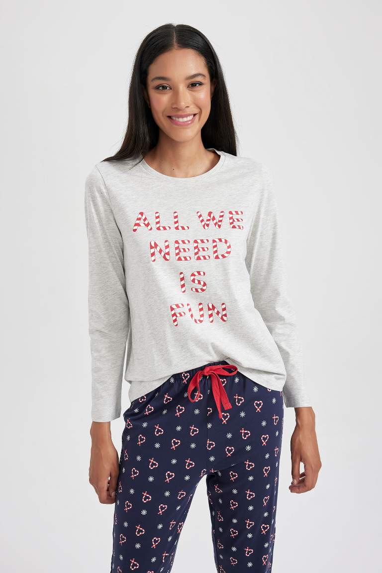 Fall in Love қалыпты пішім дөңгелек жаға 2 Трикотаж жиынтығы