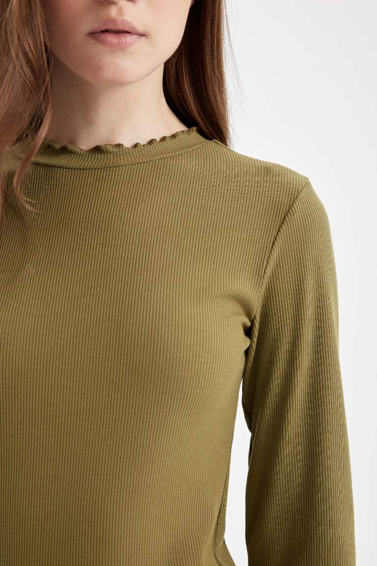 Half Turtleneck Ribbed Camisole Basic T-Shirt Tunic