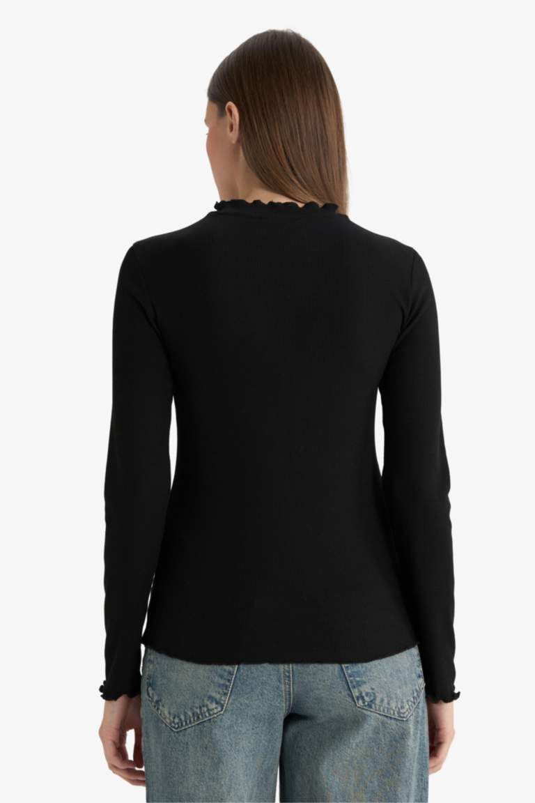 تونيك مضلع ردن طويل بياقة عالية