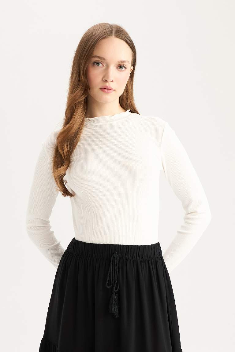 Half Turtleneck Ribbed Camisole T-Shirt Tunic