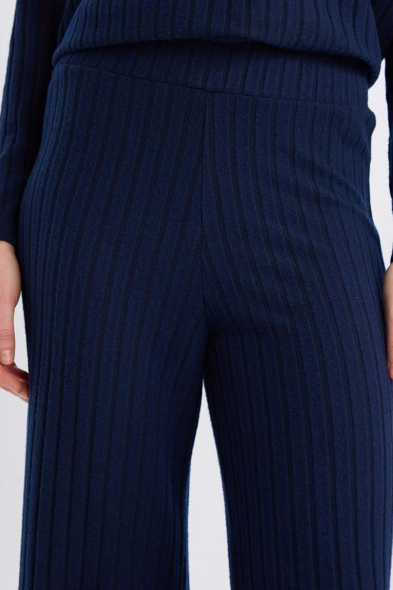 Wide Leg Geniş Paça Eşofman Altı Normal Bel Fitilli Kaşkorse Kumaş Basic Düz