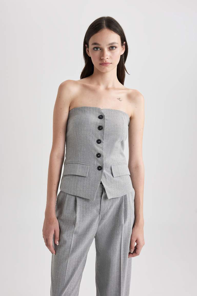 Grey WOMAN Strapless Blazer Vest 2911230 | DeFacto