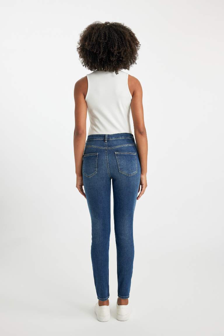 Jean à Coupe Skinny Et Taille Haute