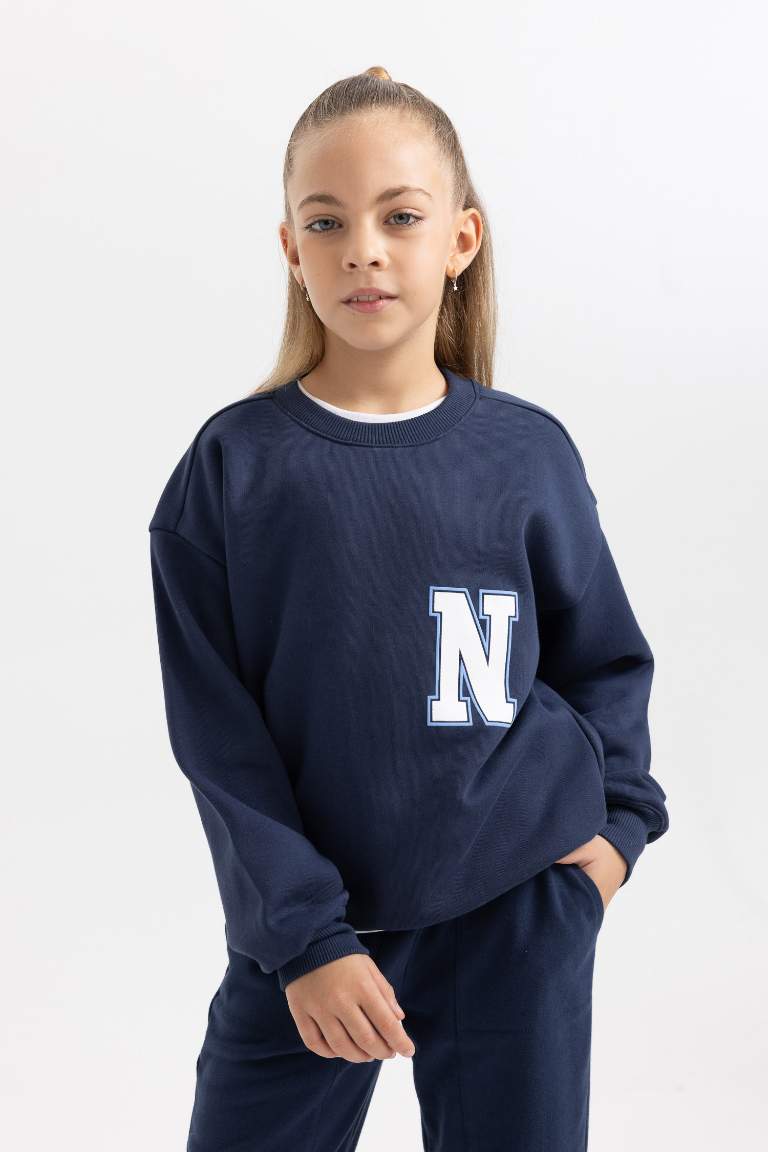 Girl Crew Neck Thick Sweatshirt