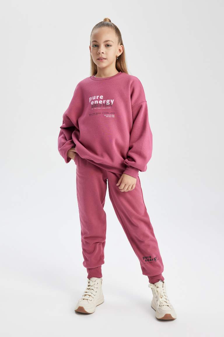 Girl Oversize Fit Crew Neck Thick Sweatshirt