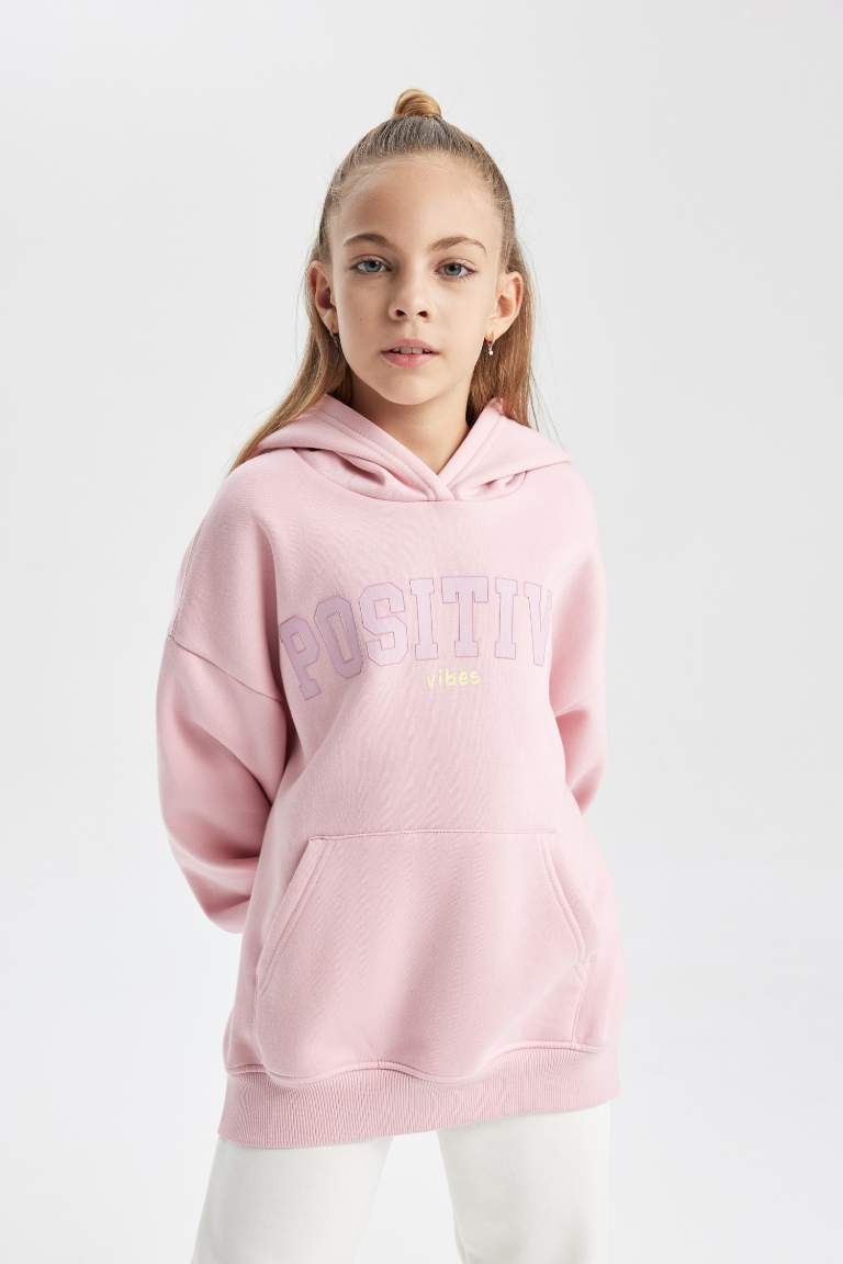 Pink GIRLS & TEENS Girl Oversize Fit Hooded Thick Fabric Sweatshirt ...