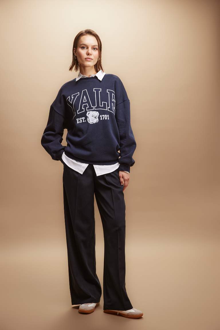 Yale University үлкен пішім үлкен дөңгелек жаға Свитер