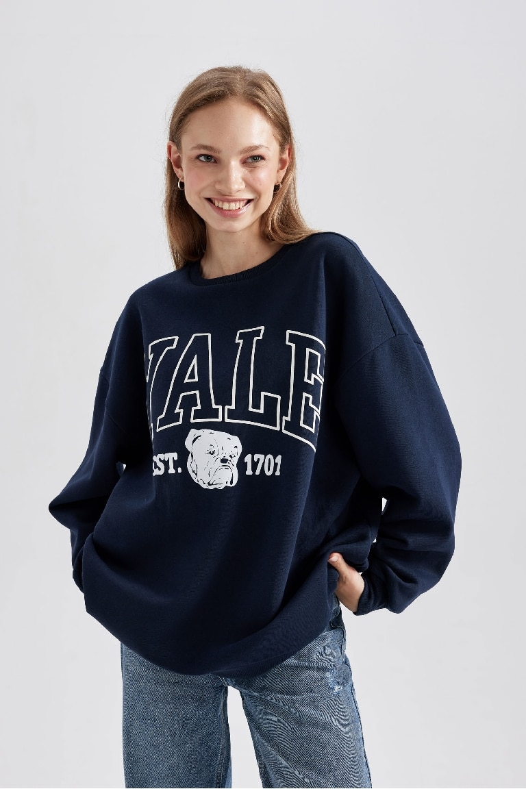 Yale University үлкен пішім үлкен дөңгелек жаға Свитер