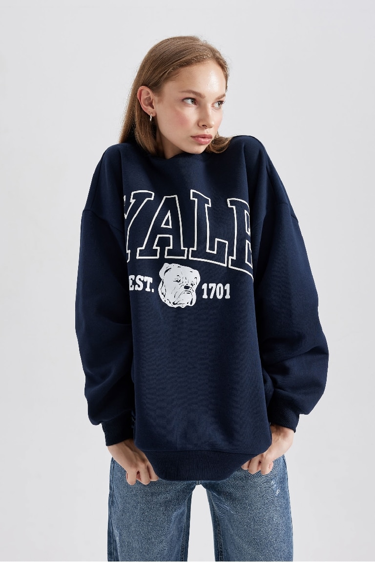 Yale University үлкен пішім үлкен дөңгелек жаға Свитер
