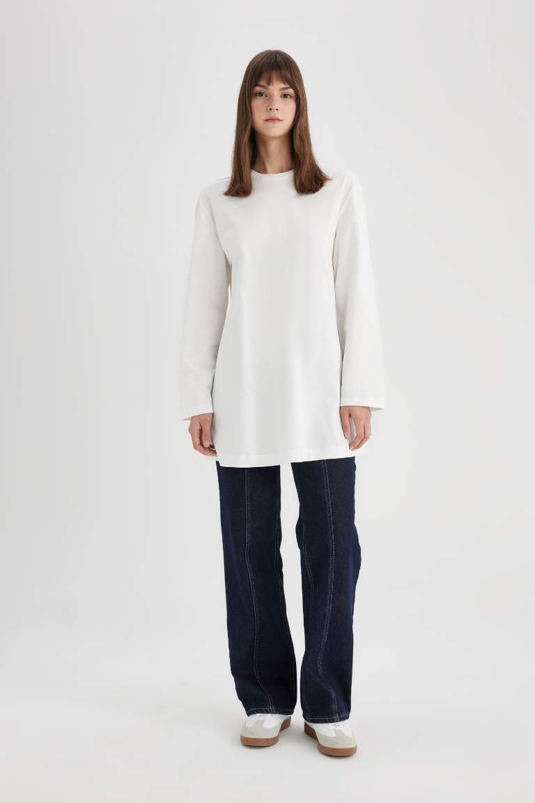 Regular Fit Crew Neck Long Sleeve Tunic