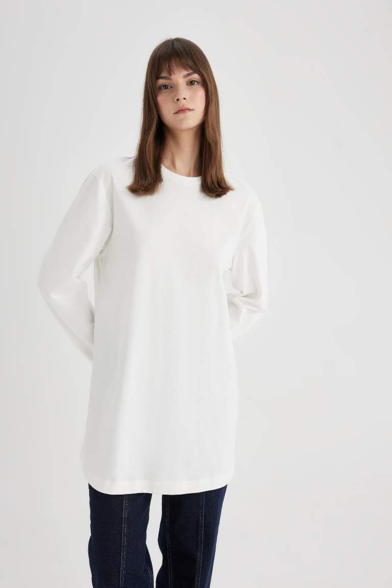 Regular Fit Crew Neck Long Sleeve Tunic