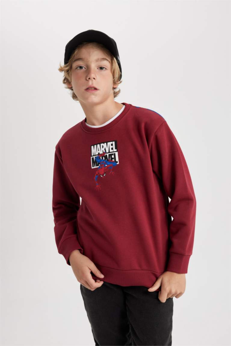 Erkek Çocuk Marvel Spiderman Bisiklet Yaka Kalın Sweatshirt