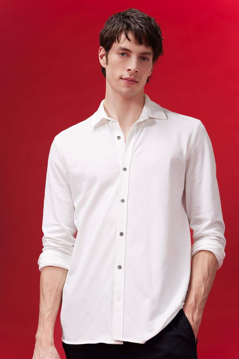 Regular Fit Combed Cotton Long Sleeve Shirt