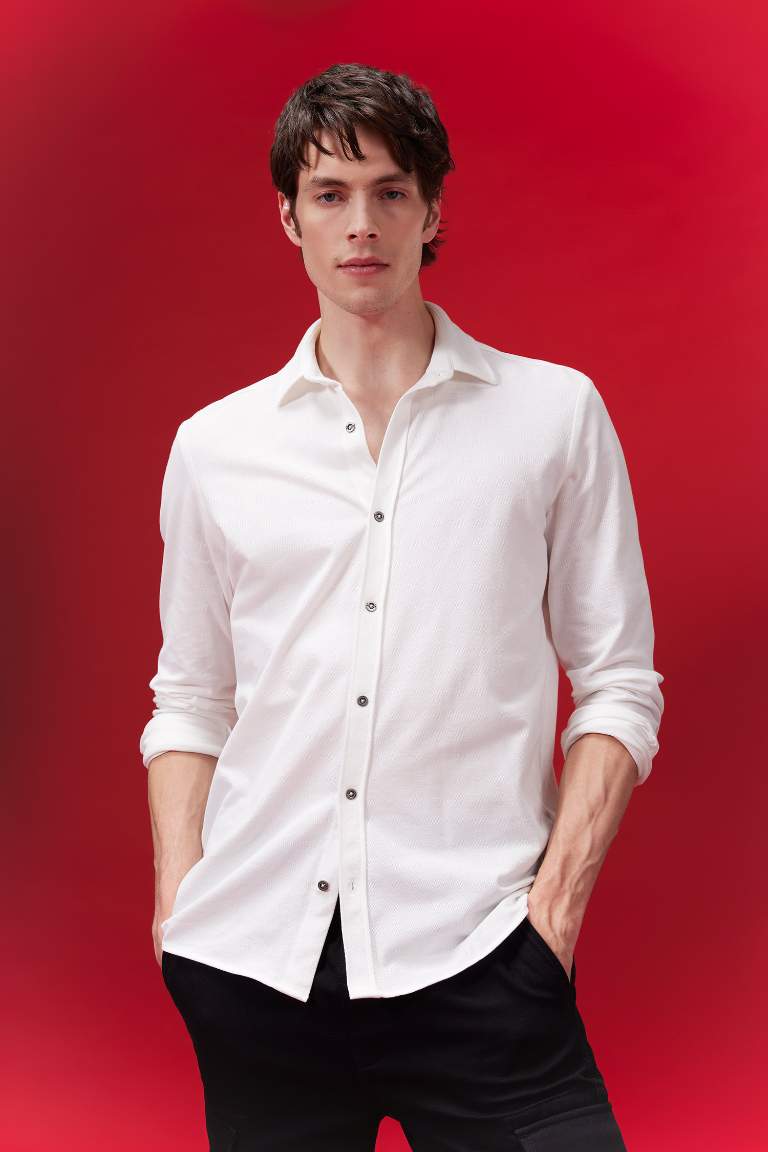 Regular Fit Combed Cotton Long Sleeve Shirt