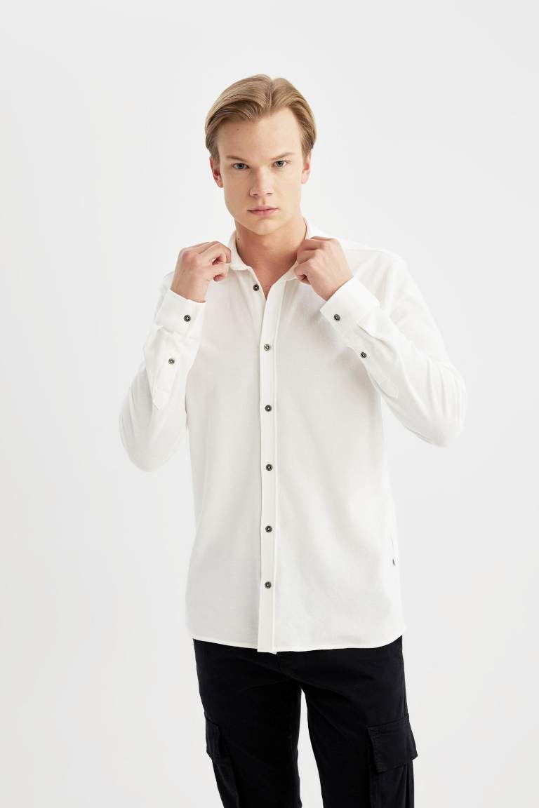 Regular Fit Combed Cotton Long Sleeve Shirt