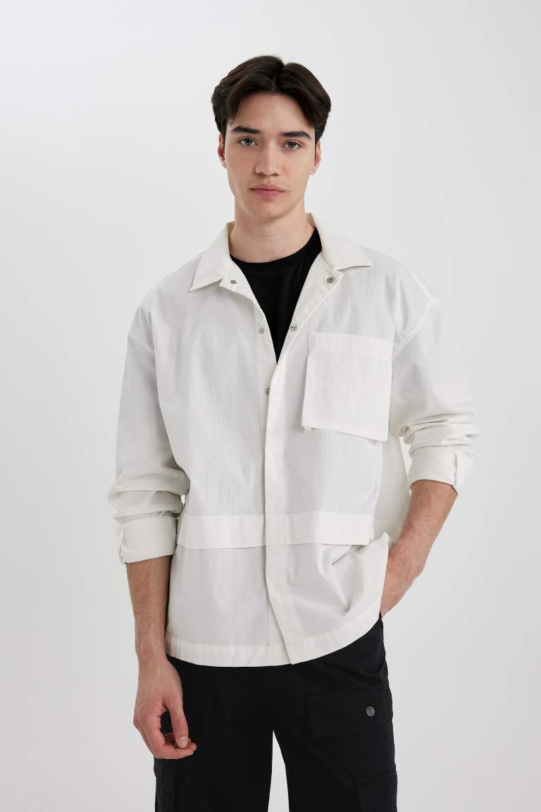 Oversize Fit Pocket Long Sleeve Shirt