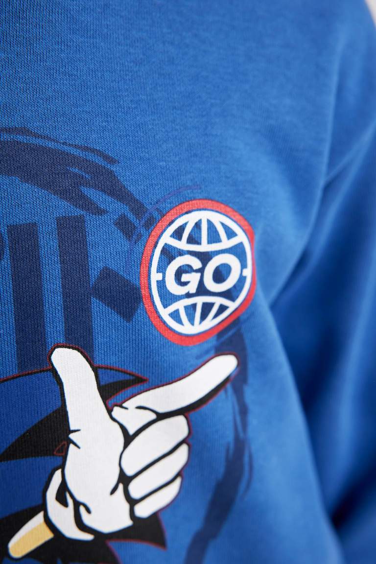 Erkek Çocuk Sonic the Hedgehog Kapüşonlu Kalın Sweatshirt