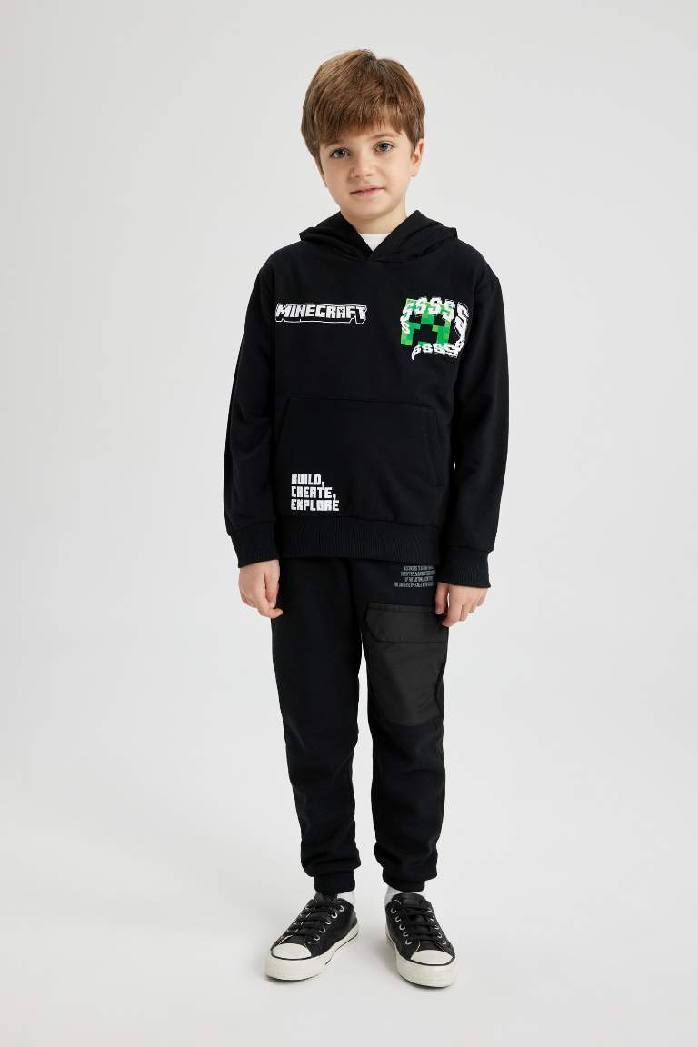 Erkek Çocuk Minecraft Kapüşonlu Sweatshirt